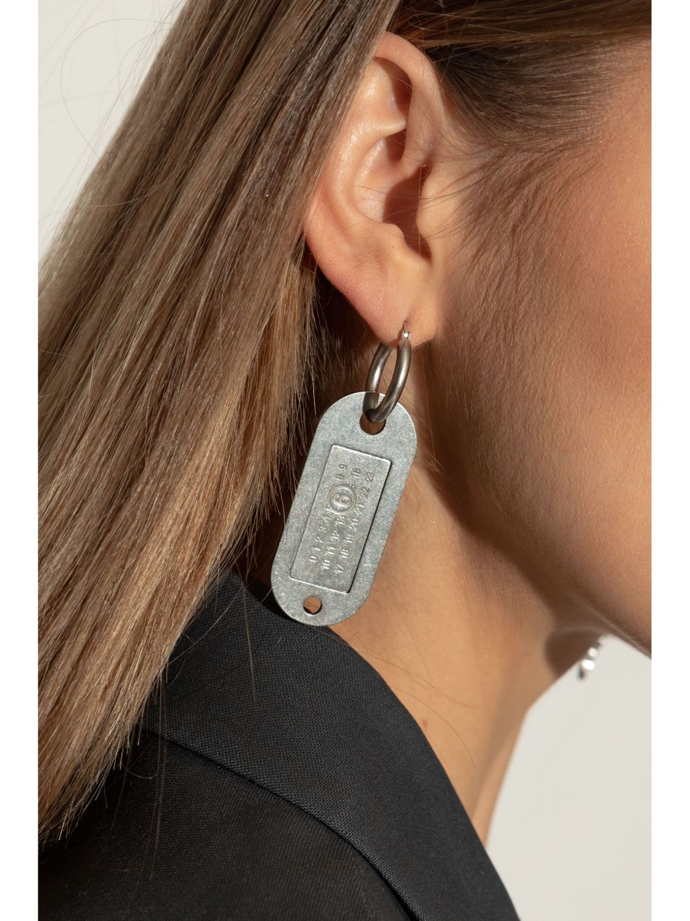 tag and key earrings unisex silver colored - MM6 MAISON